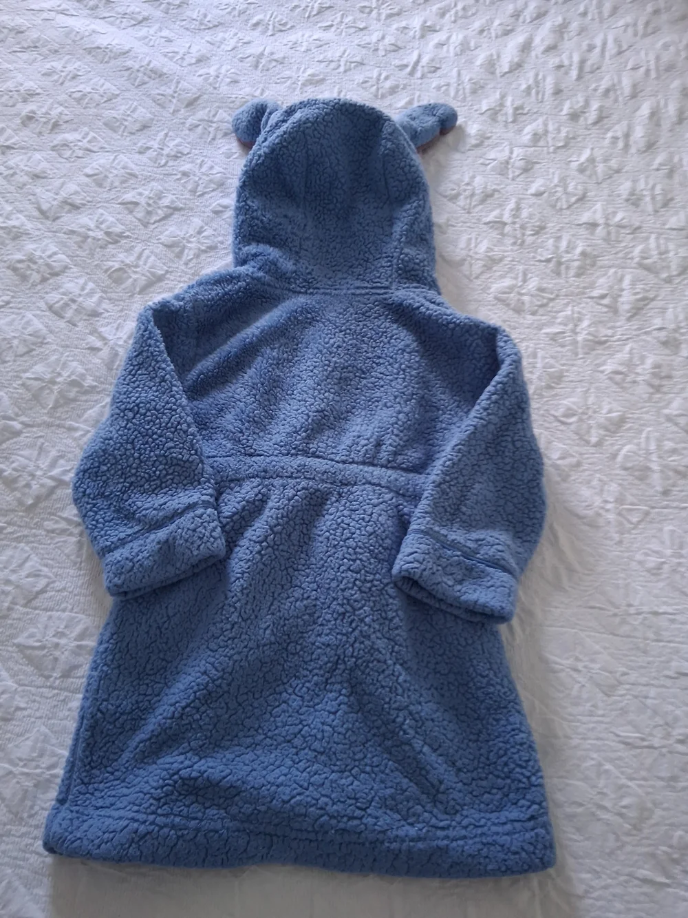 Disney Collection Kids' Blue Plush Cozy Hooded Robe Tie Belt Pockets Sz 4 Years